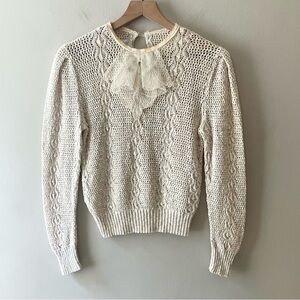 VINTAGE Cable Knit Lace Accent Sweater